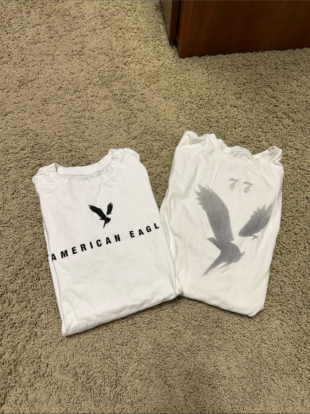 American Eagle Outfitters White Kids Graphic Tee Duo (Black & Gray Prints)